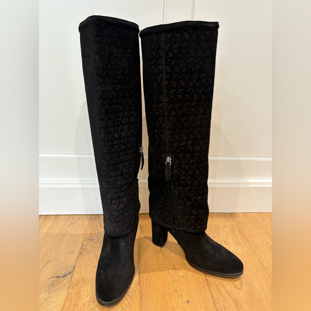 New Franco Sarto Informa West Suede Knee High Boots Black Sz 8